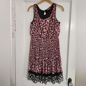 Floral Pink and Black Dress
